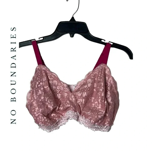 1758.‎ NO BOUNDARIES BRALETTE PINK/HOT PINK LACE AND STRAPS SIZE XXXL - Picture 1 of 7